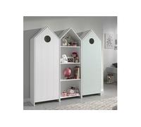 Pack Bibliothèque + 2 Armoires Blanche et Verte - HAVRE -