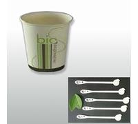 Pack bio éco pour café 100 personnes : 100 gobelets et 100 agitateurs : biodégradables et compostables