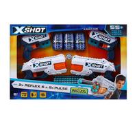 Pack Blasters - ZURU - Combo Pack 2 Kickback + 2 Reflex 6 - Blasters puissants avec tir à 27 mètres et canon rotatif