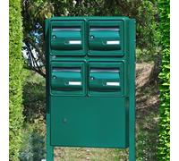 Pack : Bloc 4 Boites aux lettres + Boite à colis + Pieds platines