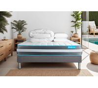 Pack BODYFORM 140 x 190 cm Sommier Kit GRIS - 20cm - Mmoire de forme - Equilibr - Sommier kit Gris - Avec couette et oreillers