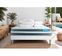 Pack BODYFORM 180 x 200 cm Sommier Kit BLANC - 20cm - Mmoire de forme - Equilibr - Sommier kit Blanc - Avec couette et oreillers