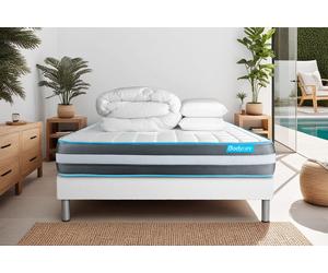 Pack BODYFORM 180 x 200 cm Sommier Kit BLANC - 20cm - Mmoire de forme - Equilibr - Sommier kit Blanc - Avec couette et oreillers