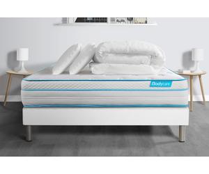 Pack BODYZONE+ 140x190 Ressorts ensaches, visco 5 zones Ultra epaisseur + Couette + 2 oreillers
