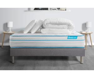 Pack BODYZONE+ 160x200 Ressorts ensaches, visco 5 zones Ultra epaisseur + Couette + 2 oreillers