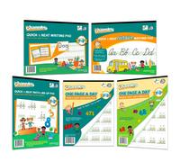 Pack bonus Channies Visual Math, écriture manuscrite et cursive, 5 cahiers d'exercices séparés, de la 1re à la 3e année, avec carte alphabétique