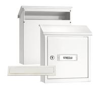ARREGUI V4031 Pack Bouche d'entrée + Boîte aux lettre en acier pour porte, mur et portail, Fente de 23 x 3 cm, Taille S (Courrier A5) Résistant aux intempéries, Installation facile, Blanc