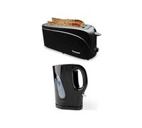 Pack Bouilloire 1600W 1L7 Noire + Grill pain Baguettes 1300W double larges fentes
