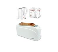 Pack Bouilloire 1600W 1l Blanche + Grill pain Baguettes 1300W double larges fentes