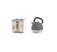 pack nedis bouilloire électrique 1.8l grillepain 2 fentes larges 900w Gris