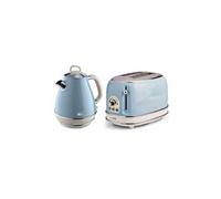 Pack bouilloire électrique 1l + grille-pain acier bleu vintage rétro