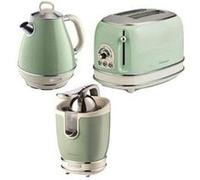Pack bouilloire électrique 1l + grille-pain acier vert vintage rétro + presse-agrumes électrique 85w