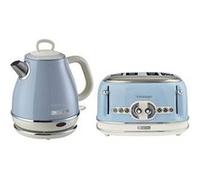 pack bouilloire electrique 1l sans fil 1630w grillepain 4 fentes 1600w bleu rétr