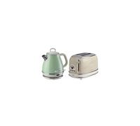 pack bouilloire electrique 1l vert grillepain 2 fentes 815w beige