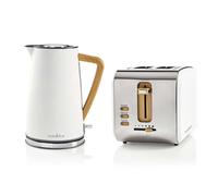 Pack bouilloire electrique soft touch acier 1. 7l + grille pain 2 fentes blanc