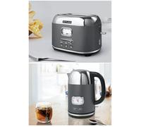 PACK BOUILLOIRE RETRO VINTAGE SANS FIL 2200W 1.7L GRIS INOX + GRILLE-PAIN GRIS 2 FENTES INOX