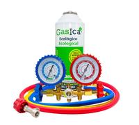 Pack Bouteille Gaz Réfrigérant Organique Gasica D2 Substitut R12/R134a plus Kit Tuyau avec manomètre recharge climatisation