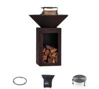 Pack Brasero Auvergnat Corten Bois Rond 62x76 cm Simple Cuve