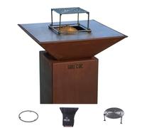 Pack Brasero Auvergnat Corten Normal Carré 62x62x76 cm Simple Cuve