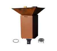 Pack Brasero Cevenol Acier Thermolaqué Normal Carré 74x74x90 cm Imitation Corten Double Cuve