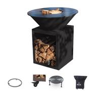 Pack Brasero Classique Acier Thermolaqué 83x90 cm Noir Double Cuve