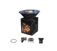 Pack Brasero Classique Acier Thermolaqué 83x90 cm Noir Double Cuve