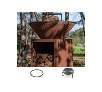 Pack Brasero Découverte - CLASSIQUE Double Cuve - 103x90 cm - Un brasero généreux et fonctionnel pour une cuisine extérieure au feu de bois réussie