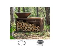 Pack Brasero Découverte - TRADITIONNEL Simple Cuve Corten - 83x90 cm - Un brasero compact et authentique pour sublimer vos repas au feu de bois