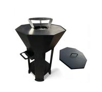 Pack Braséro extérieur AKNOR avec plaque de cuisson plancha, réhausse plaque de cuisson grillade et couvercle - Jardins d'Acier