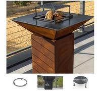 Pack Brasero Printemps CEVENOL Simple Cuve Acier Corten 74x90cm - Sans rangement bois - Un brasero carré au style authentique et