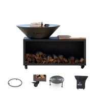 Pack Brasero Traditionnel Acier Thermolaqué 83x90 cm Gris Anthracite Double Cuve