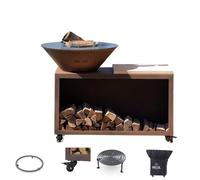 Pack Brasero Traditionnel Acier Thermolaqué 83x90 cm Imitation Corten Double Cuve