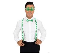 P'TIT CLOWN - 66636 - Set Saint Patrick - St Patrick's Day Set - Bretelles, Noeud Papillon et Lunettes - Accessoire de Déguisement pour Célébrer l'Irlande - Taille Unique - Adulte - Unisexe