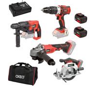 Pack bricolage EASY FULL Perfo/Perceuse/Meuleuse/Scie circulaire - 2 Batteries 4Ah et chargeur rapide - Sac de rangement
