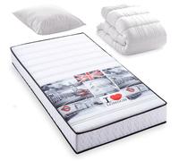 BLUE MOON Pack Bridge Matelas 90x190 London + Couette + Oreiller. 5 Zones de Confort. Épaisseur 15cm - Fabriqué en Belgique
