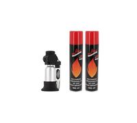pack briquet prince pocket argent et 2 bouteilles gaz belflam 300 ml