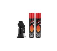 pack briquet prince pocket noir et 2 bouteilles gaz belflam 300 ml
