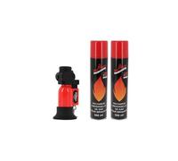 pack briquet prince pocket rouge et 2 bouteilles gaz belflam 300 ml