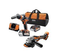 Pack brushless perceuse visseuse AEG 18V BSB18CBL-502C - Meuleuse 18V BEWS18-125BL-0 - 2 batteries 5.0Ah- chargeur JP18A2LI-502B
