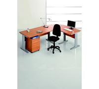 Pack Bureau complet Pronto Métal - Plateau Aulne - Pieds L Aluminium + Caisson mobile 3 tiroirs + Siège Team haut dossier Noir