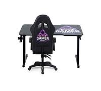 Amstrad Pack Bureau DESK120Z-GAMER & fauteuil gamer 900-LED-GAMER - 1m20 - Retro éclairage LED RGB - Neuf