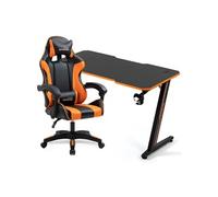 Amstrad Pack Bureau DESK120Z-ORANGE & Fauteuil AMS-800-ORANGE - Finition Orange - Largeur 1m20 - Style Carbone