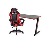 Amstrad Pack Bureau DESK120Z-RED & Fauteuil AMS-800-RED - Finition Rouge - Largeur 1m20 - Style Carbone