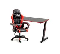 Pack Bureau DESK120Z-RED & Fauteuil ULTIMATE-RED - Finition orange - Largeur 1m20 - Style carbone