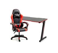Pack Bureau DESK120Z-RED & Fauteuil ULTIMATE-RED - Finition orange - Largeur 1m20 - Style carbone