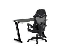 Amstrad Pack Bureau DESK120Z-WHITE & Fauteuil AMS-309-WH - Finition Blanc - Largeur 1m20 - Style Carbone