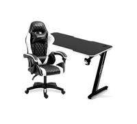 Amstrad Pack Bureau DESK120Z-WHITE & Fauteuil ULTIMATE-WHITE - Finition blanche - Largeur 1m20 - Style carbone - Neuf