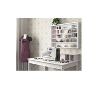 Pack Bureau GRISELDA en Bois + Vitrine Murale Blanche Blanc