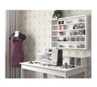 Pack Bureau GRISELDA en Bois + Vitrine Murale Blanche Blanc G