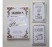 Pack Cadeau 3 livres assortis blancs dorés : Livre Aïcha (Aisha Mère des Croyants) - Les 99 Beaux Noms d'Allah - La Citadelle du Musulman